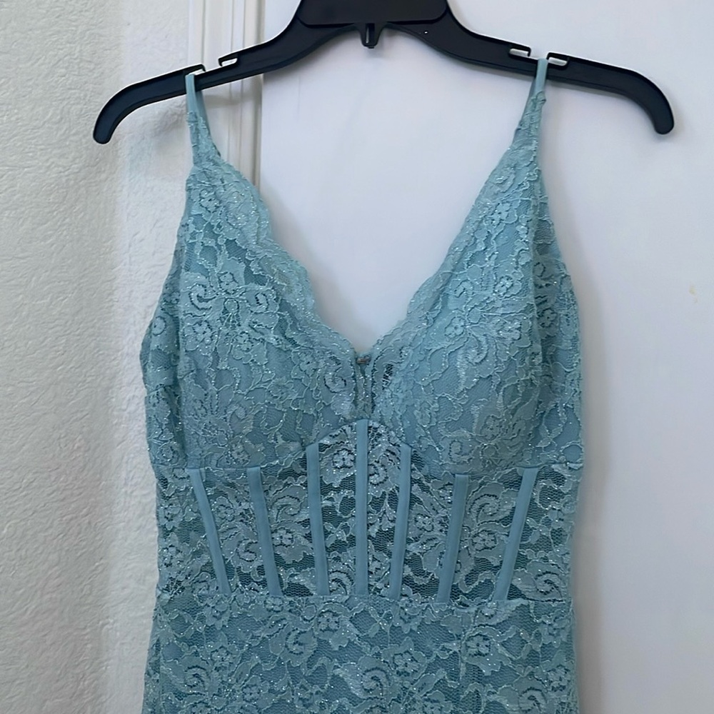 Lace, corset prom dress